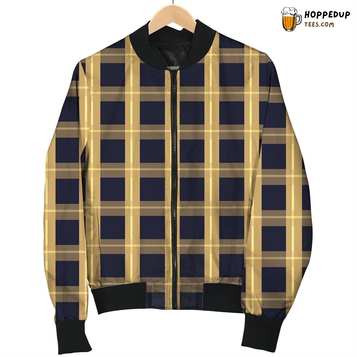 Black And Yellow Gingham Great Bomber Jacket