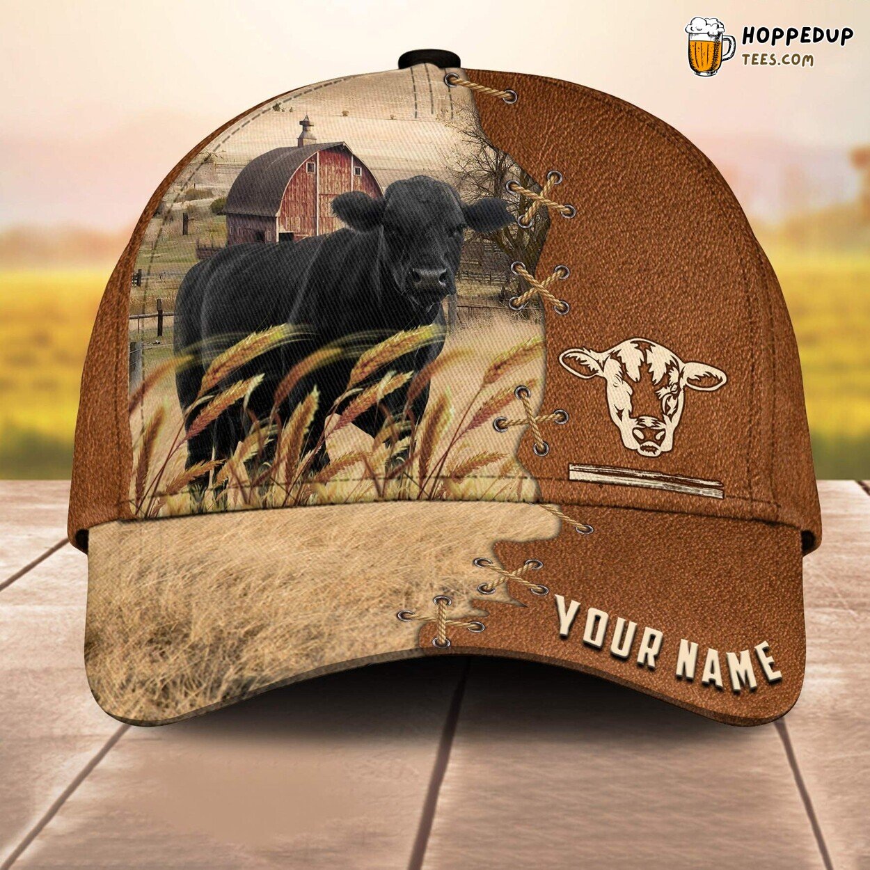 Black Angus Brown Leather Name 3D Cap Baseball Print Farm Lovers Animal Unique