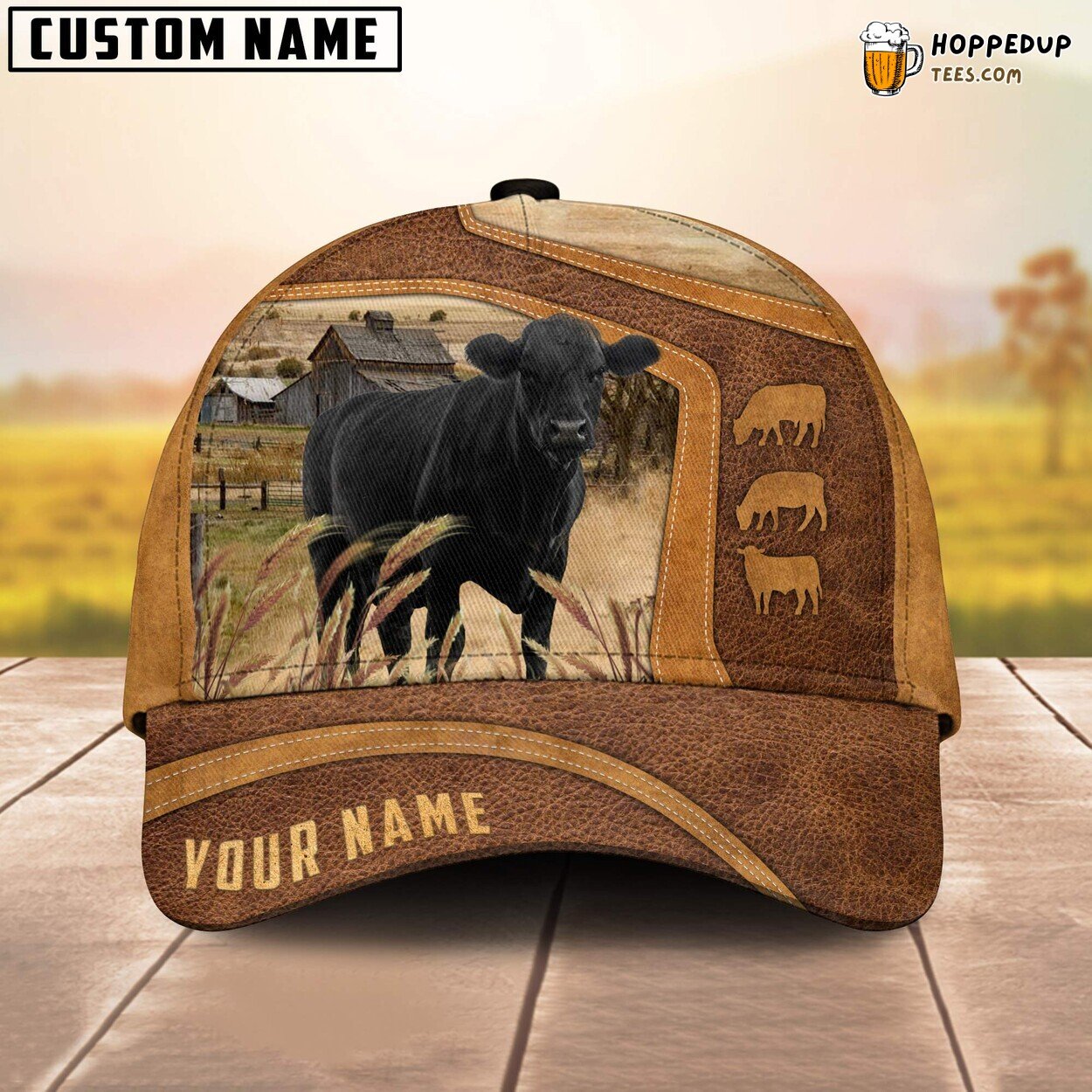 Black Angus Farm Custom 3D Print Cap Farm Lovers Leather Animal Design