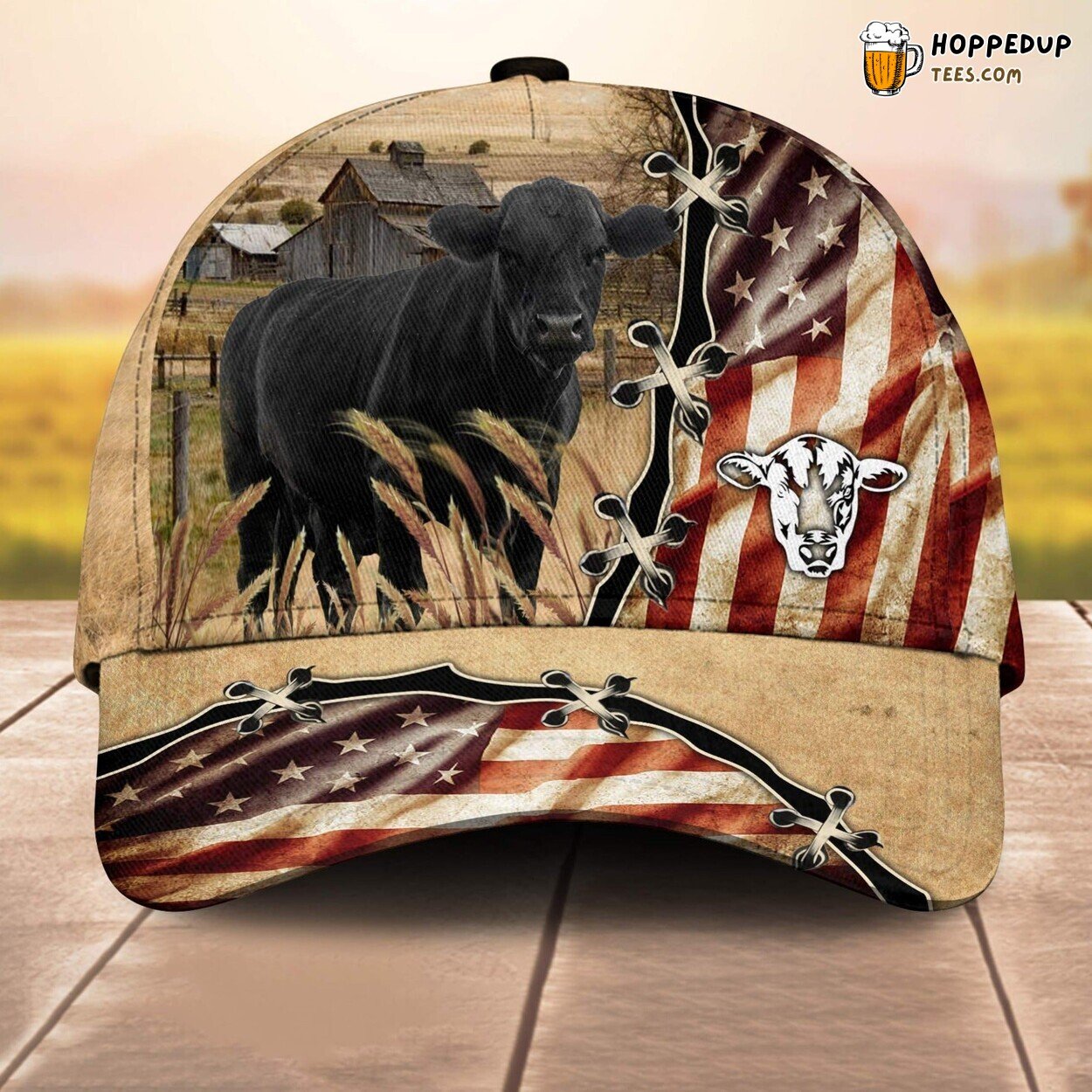 Black Angus Flag Custom Retro 3D All Over Print Baseball Cap Farm Lovers