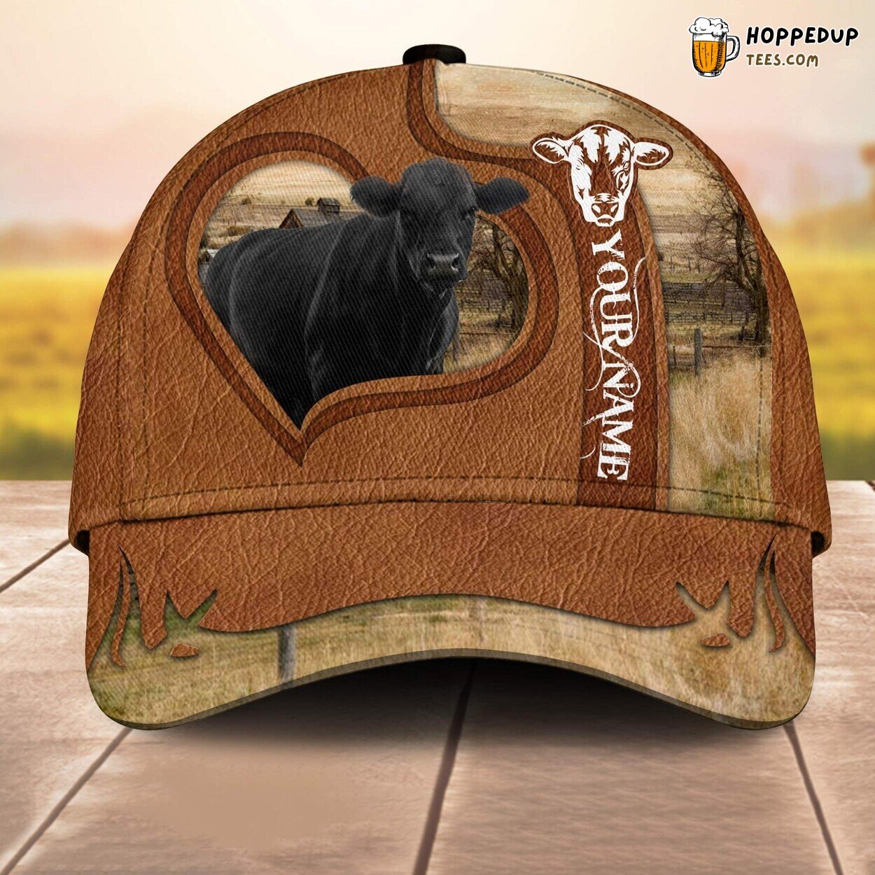 Black Angus Heart Custom 3D All Over Print Baseball Cap Farm Lovers Animal