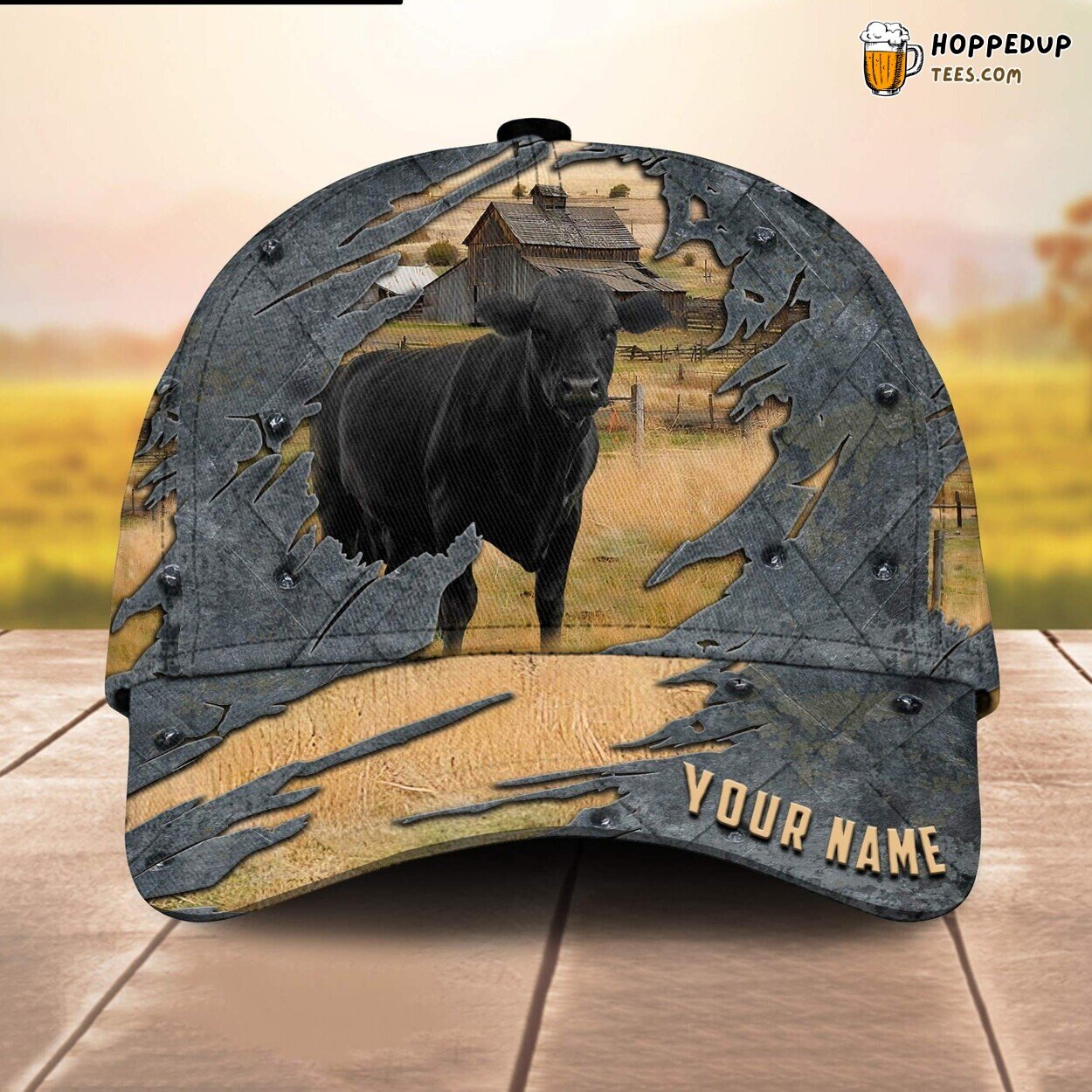 Black Angus Name 3D Cap Baseball Print Farm Lovers Animal Leather Unique Cap