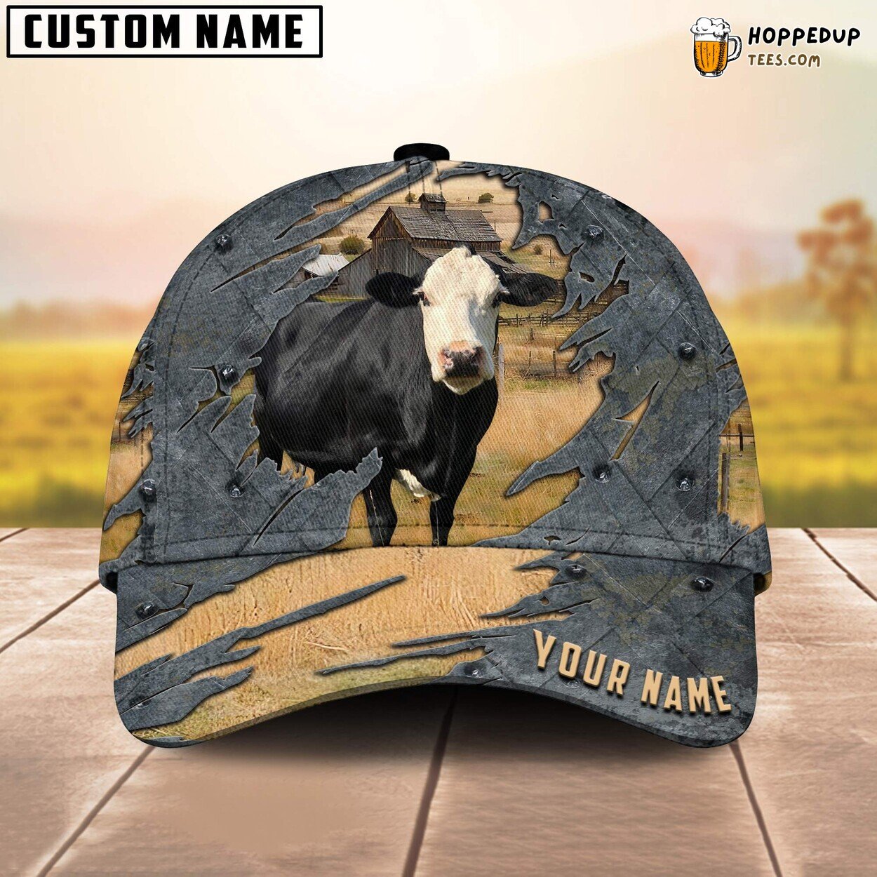 Black Baldy 3D Exclusive Cap Farm Lovers Leather Animal Baseball Print Design