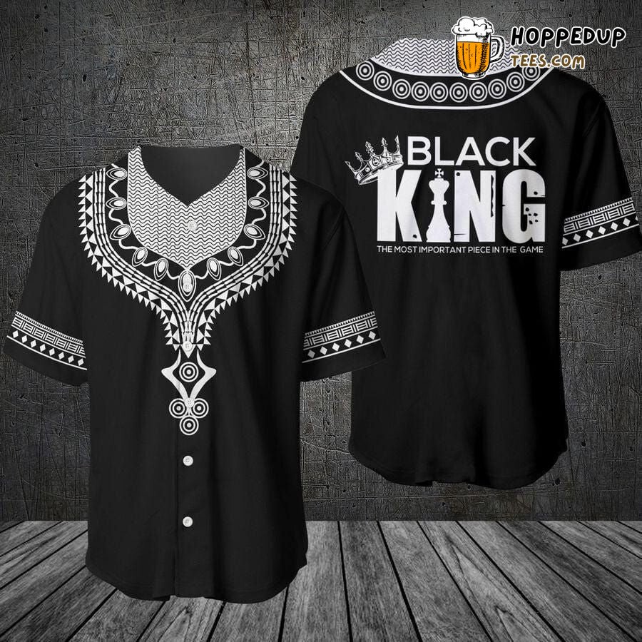 Black Baseball Jersey Themed Around King Dashiki Unique Distinctive Design