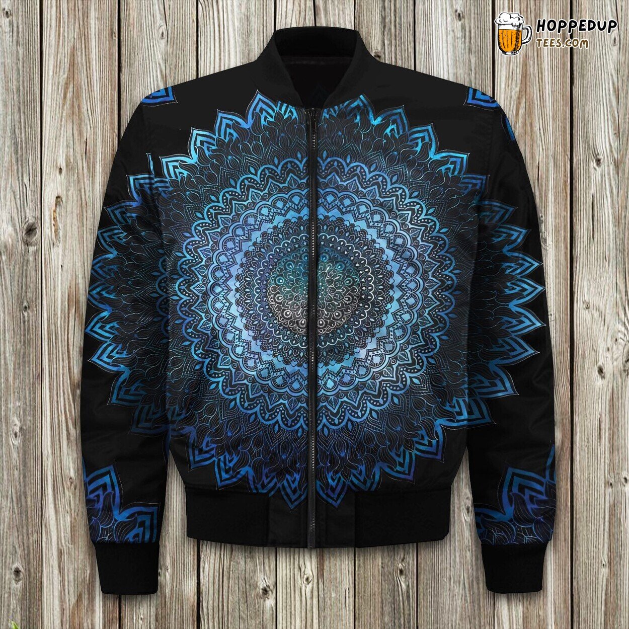 Black Blue Mandala Bomber Jacket