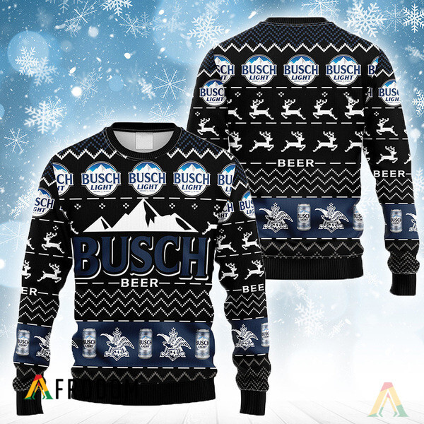 Black Busch Beer Christmas Ugly Sweater HU