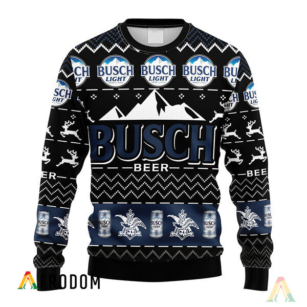Black Busch Beer Christmas Ugly Sweater HU