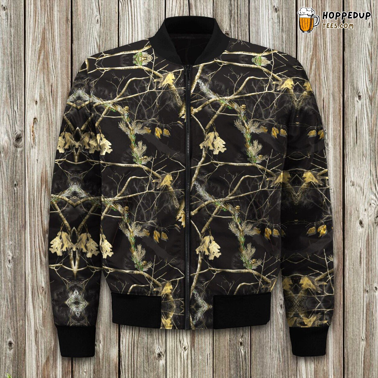 Black Camo Bomber Jacket Winter Design Precision Tailored Unique Fit
