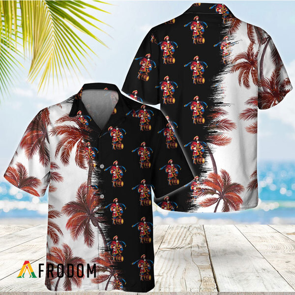 Black Captain Morgan Match Palm Trees Hawaiian Shirt HU