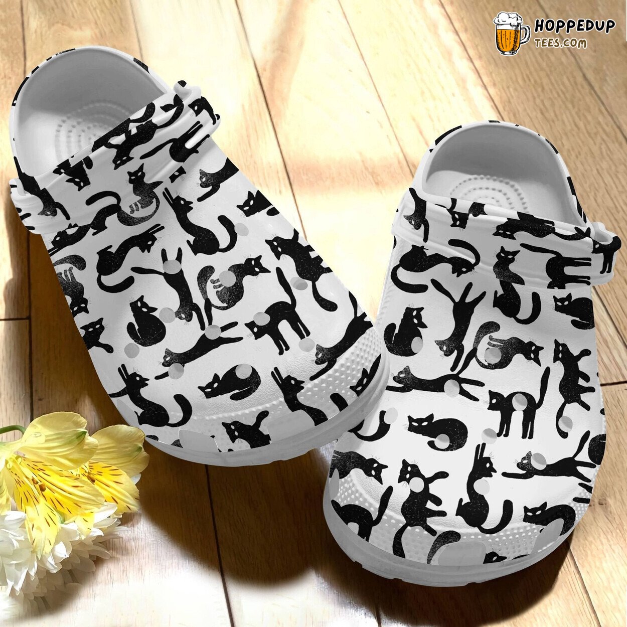 Black Cat Amusing Pattern Fun Birthday Present Novelty Clog Shoes