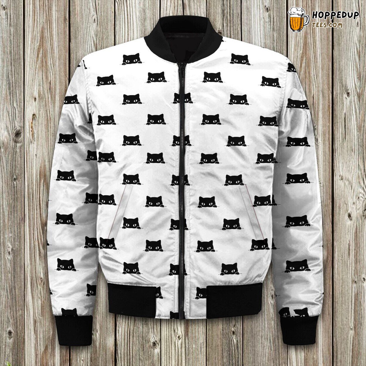 Black Cat Black And White Awesome Bomber Jacket