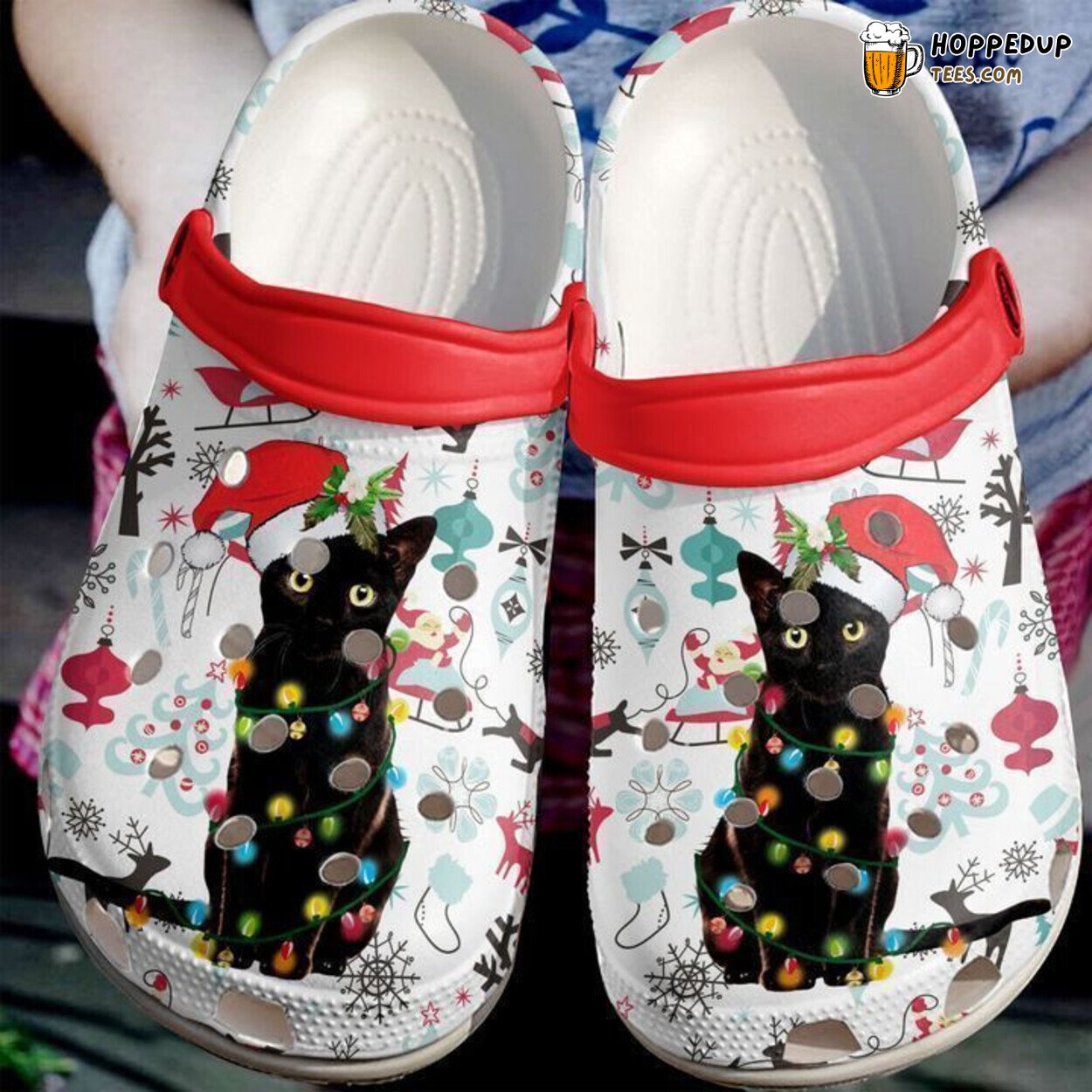 Black Cat Christmas Theme Classic Comfortable Clogs Festive Design