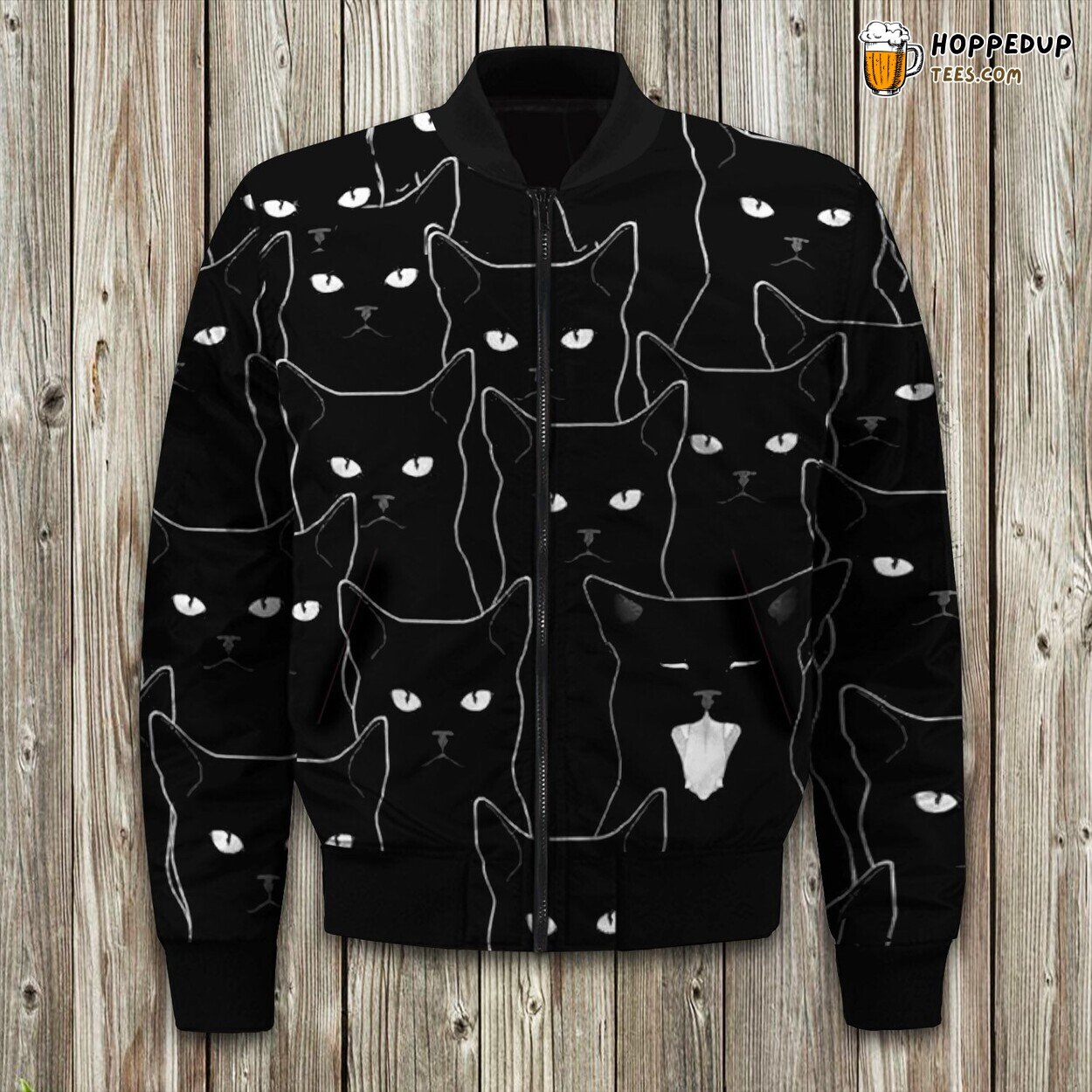 Black Cat Dark Mystique Bomber Jacket Winter Elegance in Feline Shadows