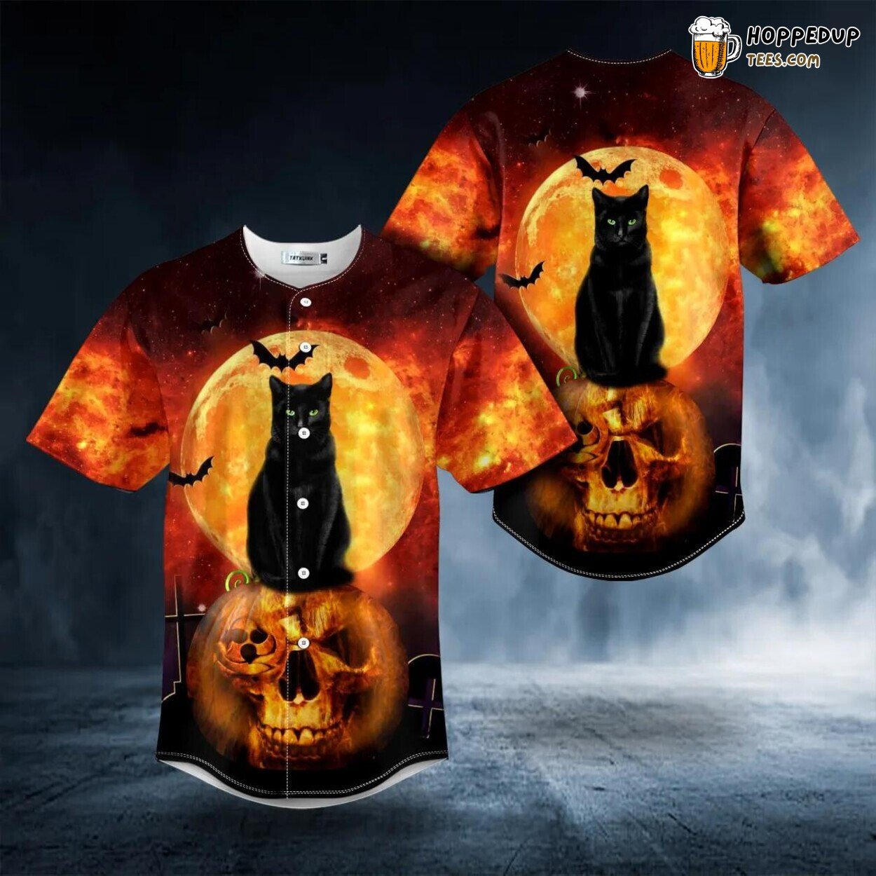 Black Cat Halloween Unique Design Skull Baseball Jersey Edition
