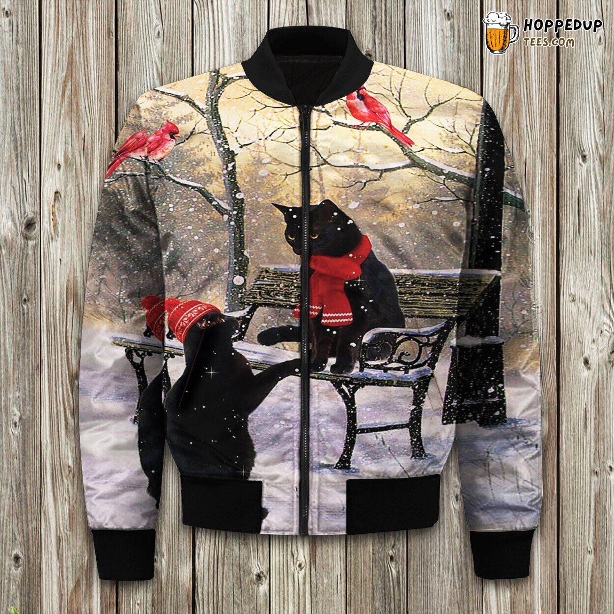 Black Cat Hello Winter Bomber Jacket