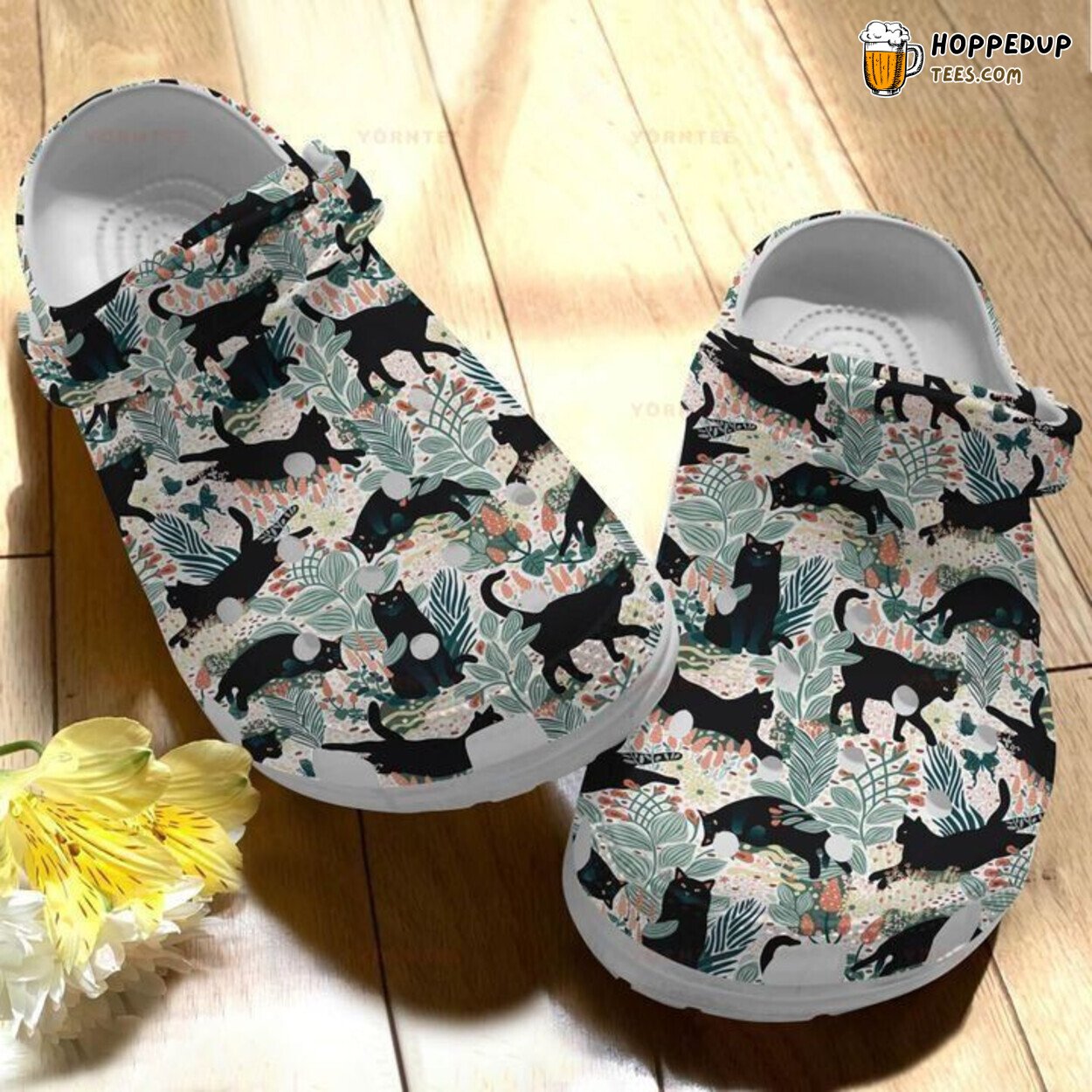 Black Cat Leaves Beautiful Lover Gift Comfortable Rubber Clog Shoes