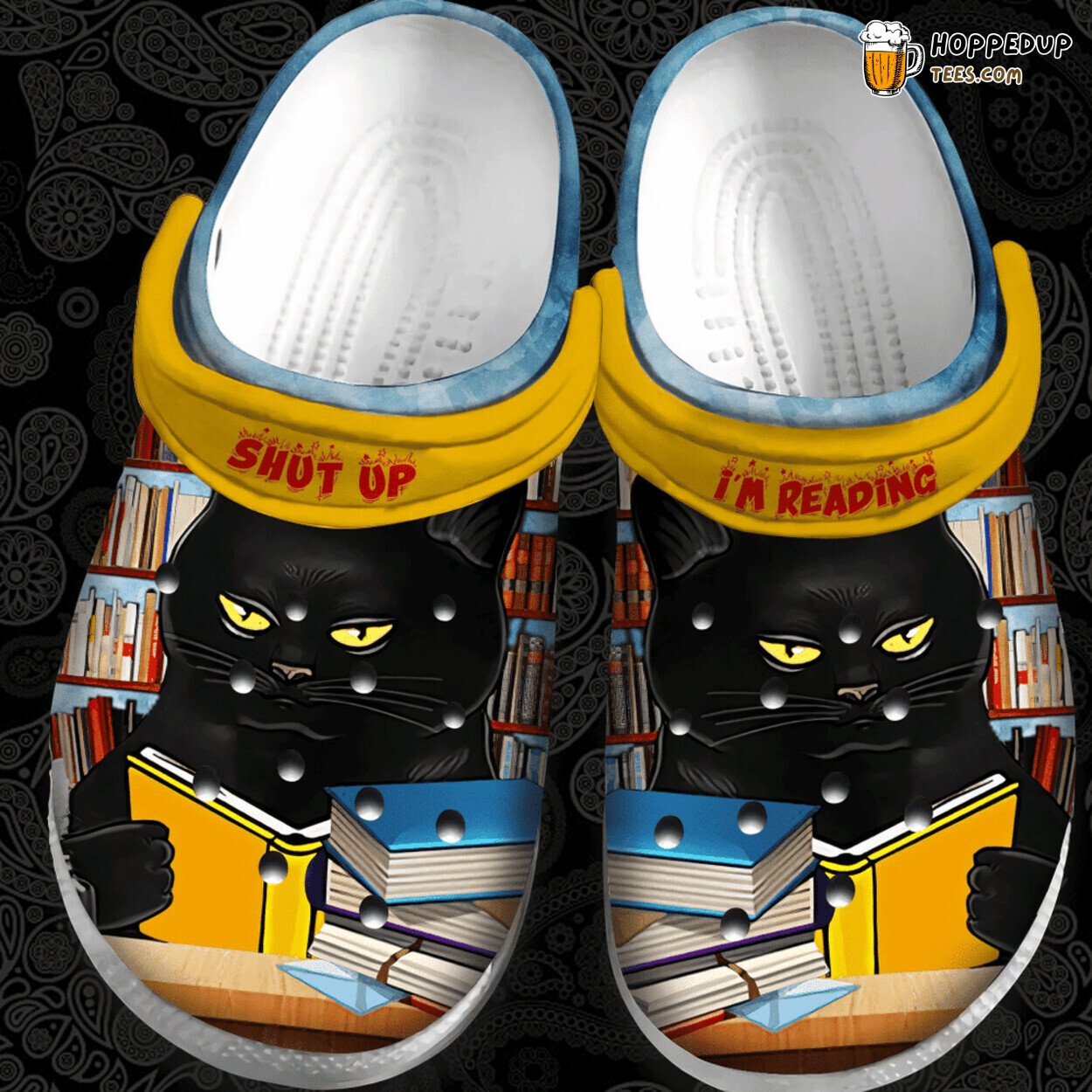 Black Cat Love Read Shut Up Reading Lover Gift Comfortable Clogs