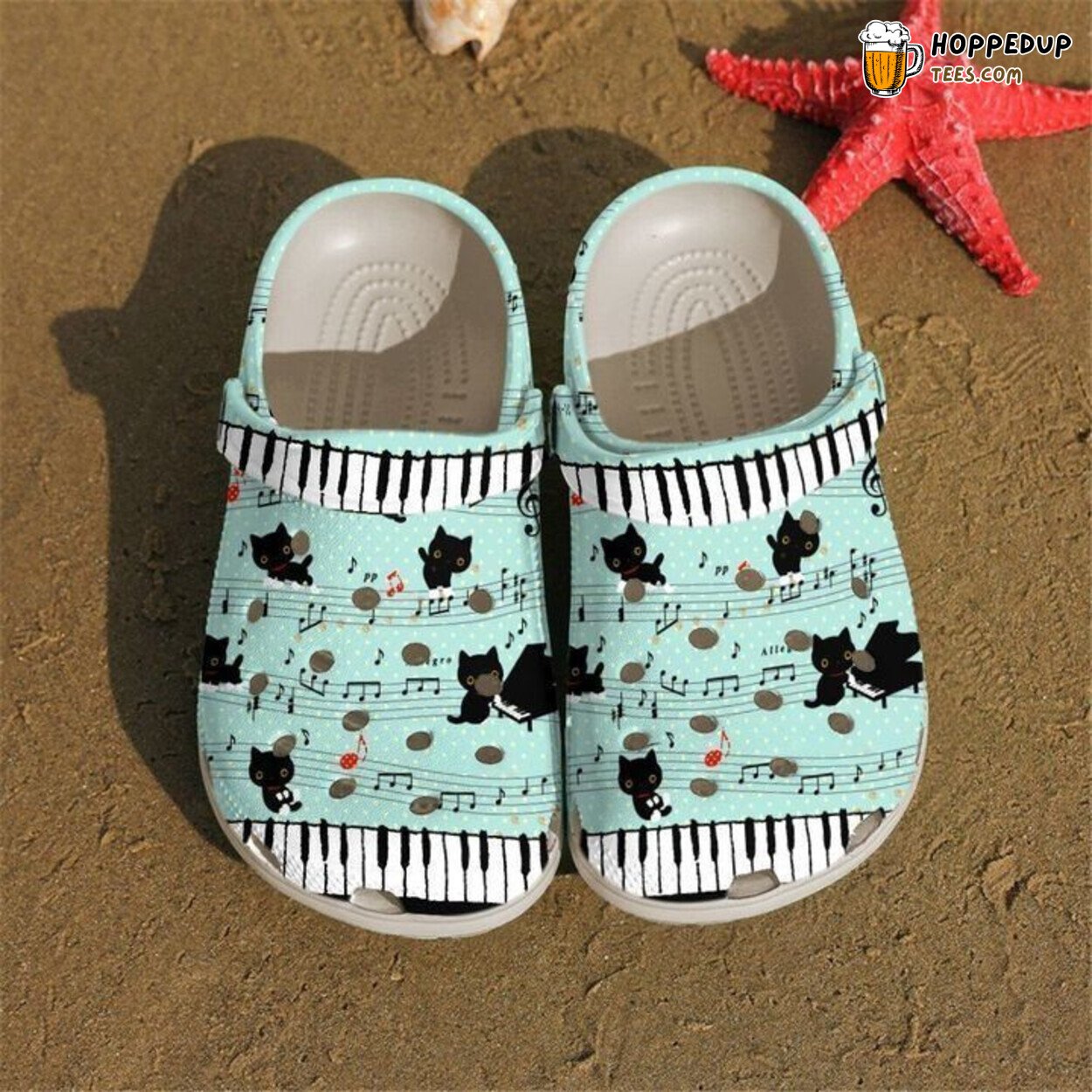 Black Cat Lovely Music Themed Classic Comfortable Unique Clogs Shoes