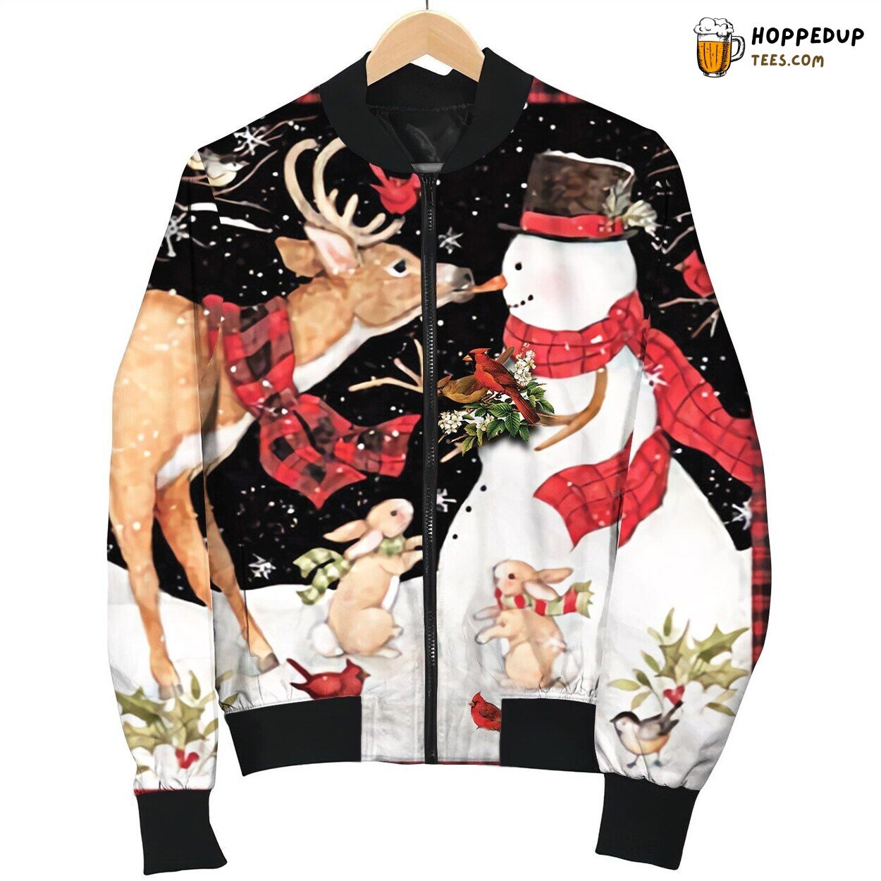 Black Cat Midnight Stroll Bomber Jackets Winter Whispered Tales