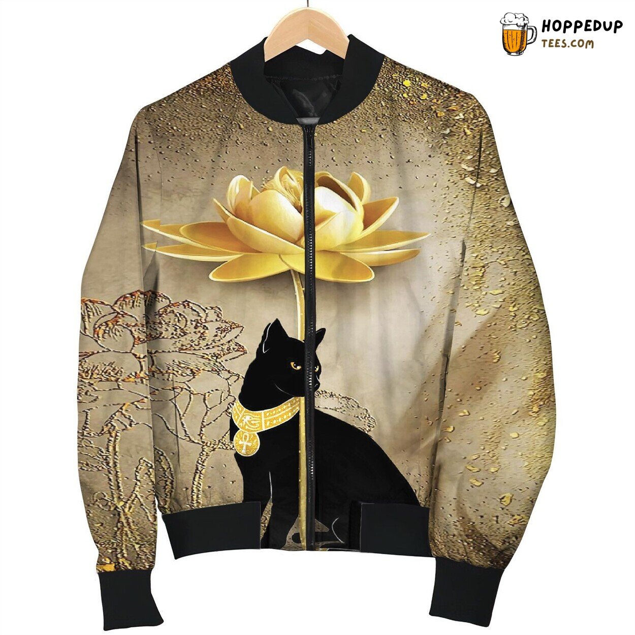 Black Cat Moonlit Silhouette Bomber Jackets Winter Feline Dreams