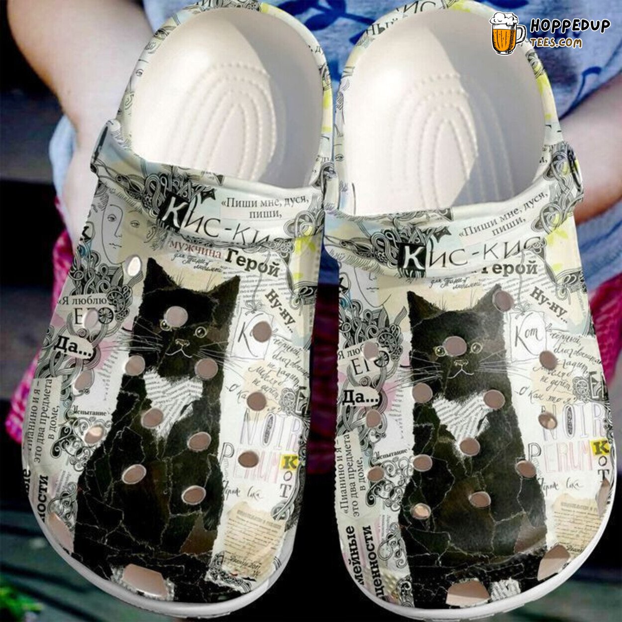 Black Cat Old Paper Classic Comfortable Unique Design Clog Shoes