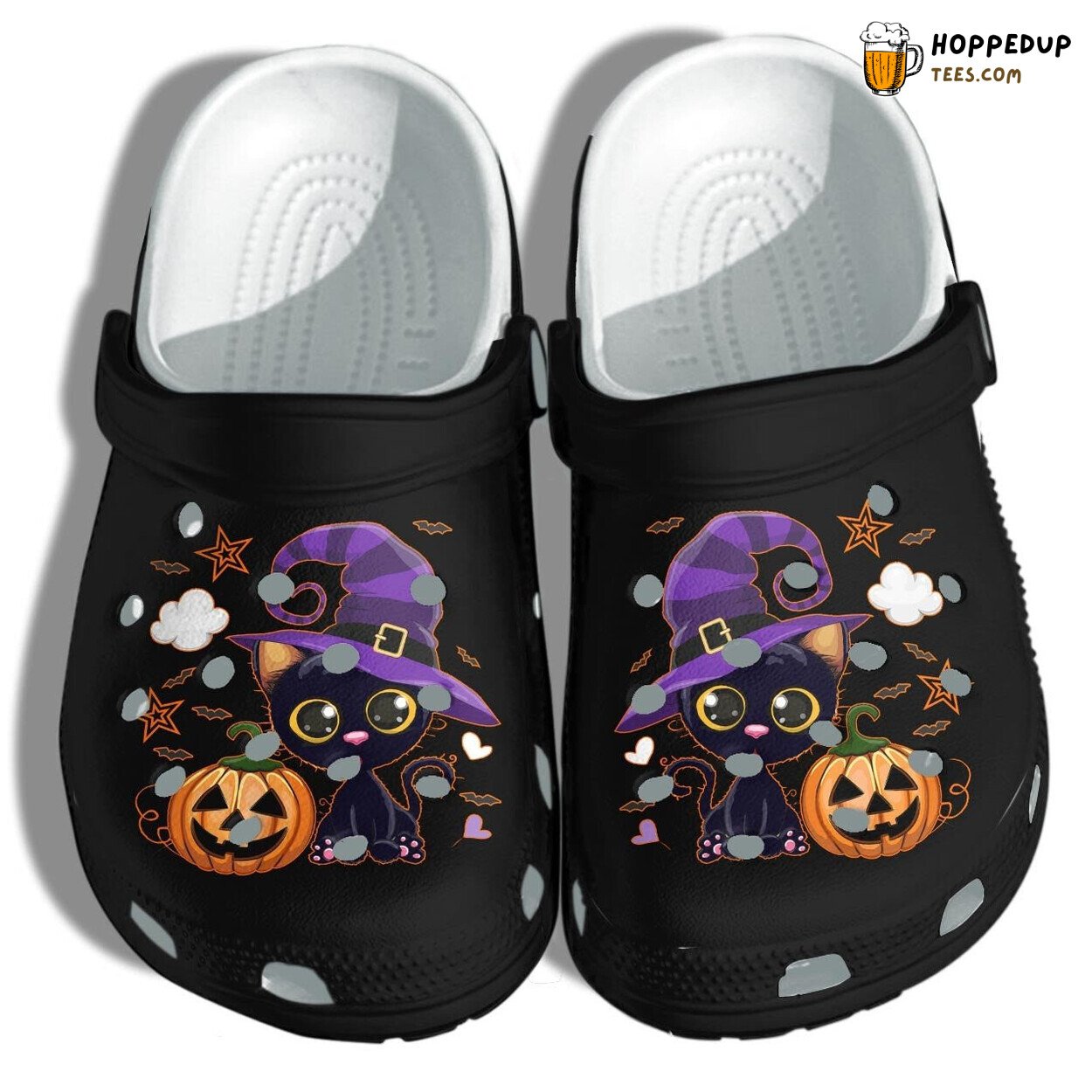 Black Cat Pumpkin Halloween Themed Clogs Birthday Gift Unisex Design