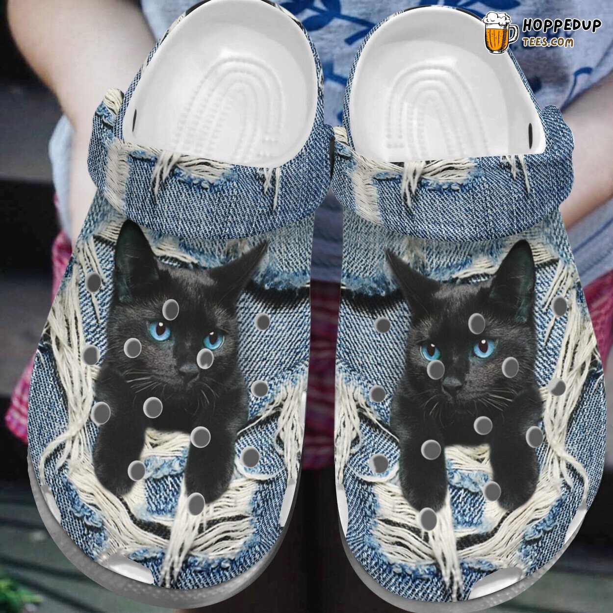 Black Cat Scratch Jean Shoes Little Animal Clog Birthday Gift