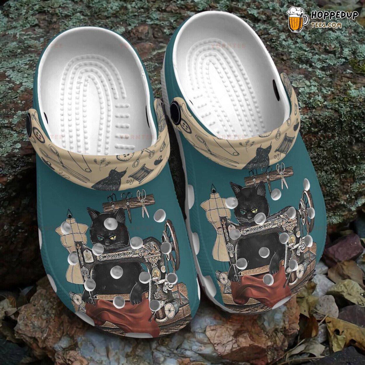 Black Cat Sewing Lover Gift Comfortable Rubber Clogs Artistic Footwear