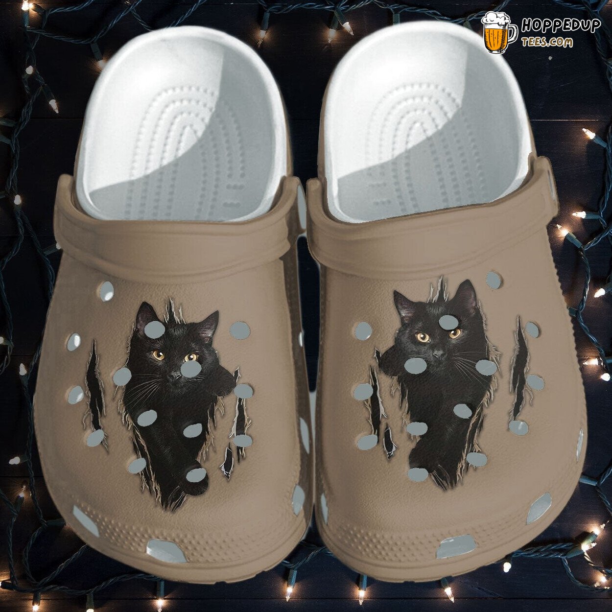 Black Cat Theme Crocbland Clog Shoes Unique Gifts Cat Lovers Design