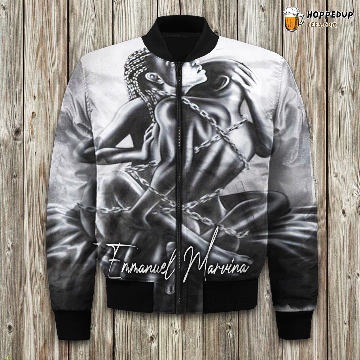 Black Couple Custom Name Bomber Jacket