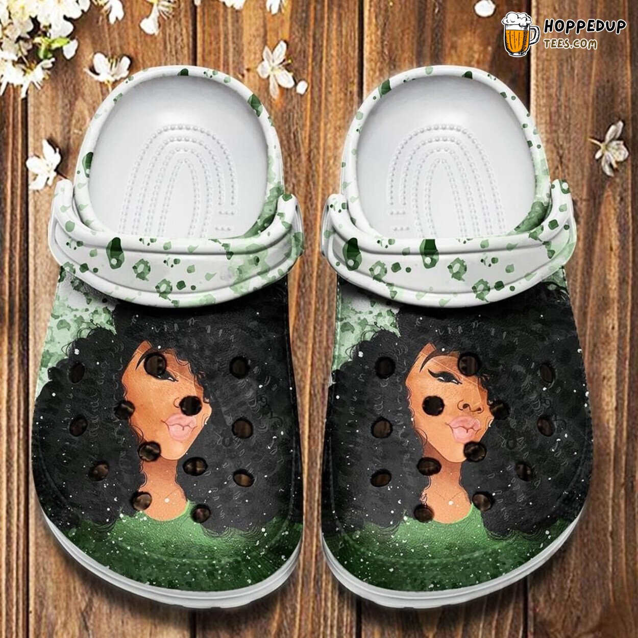 Black Curls Art Clogs Afro Curly Girl Shoes Birthday Gift