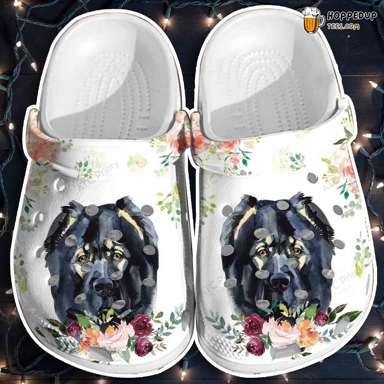 Black Dog Flower Mother Day Themed Comfortable Unique Design Clogs
