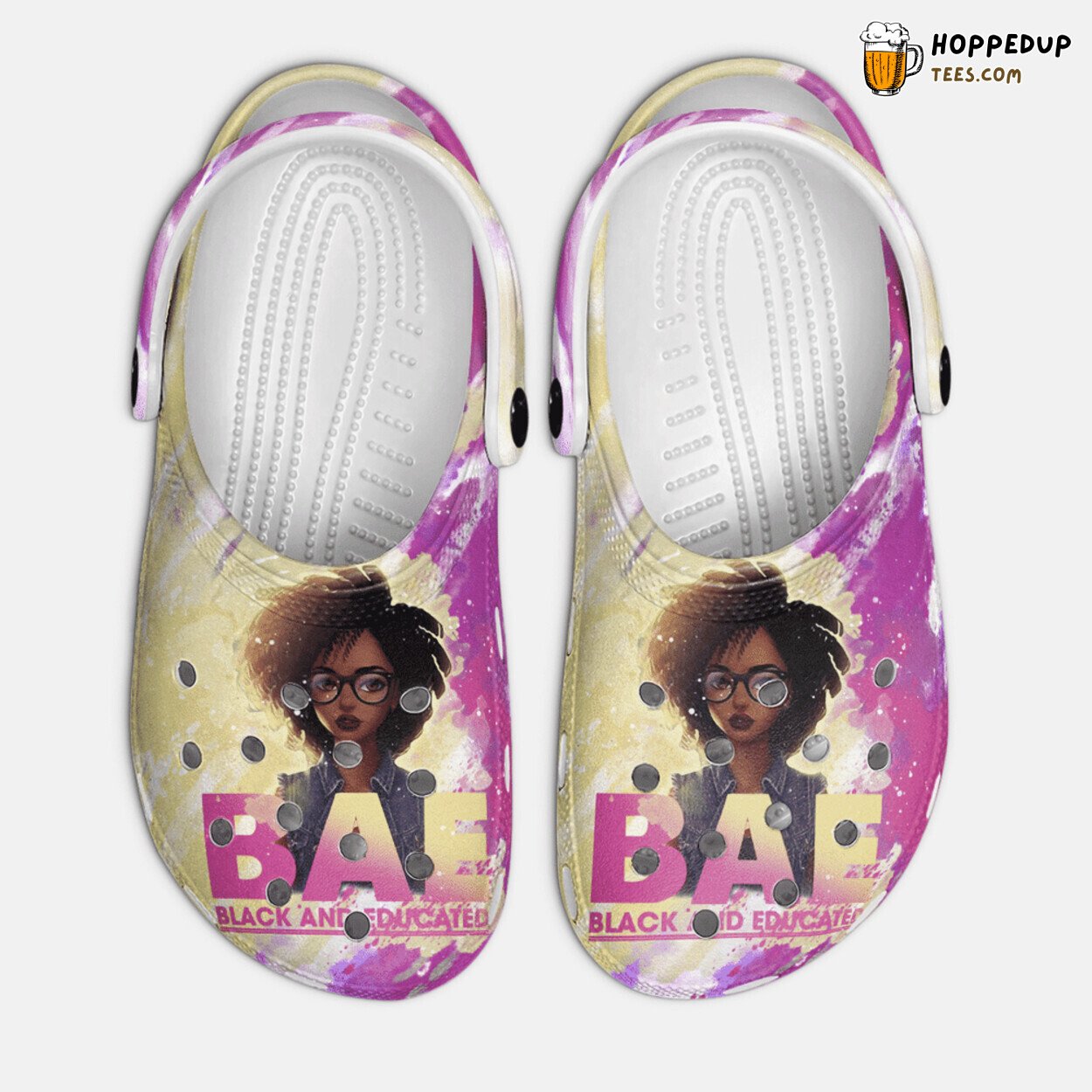 Black Educate Afro Woman African American Inspired Classic Clogs Shoes