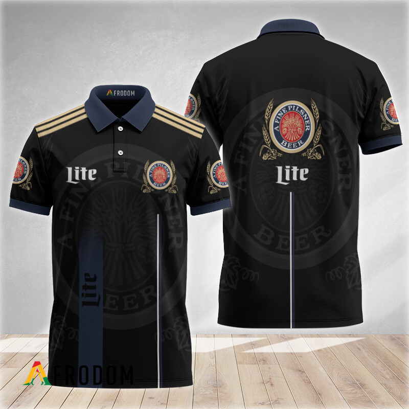 Black Esports Inspired Miller Lite Polo Shirt HU