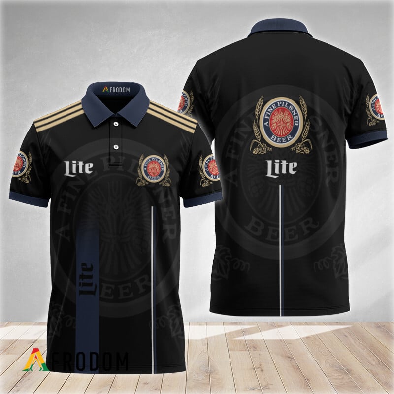 Black Esports Inspired Miller Lite Polo Shirt HU