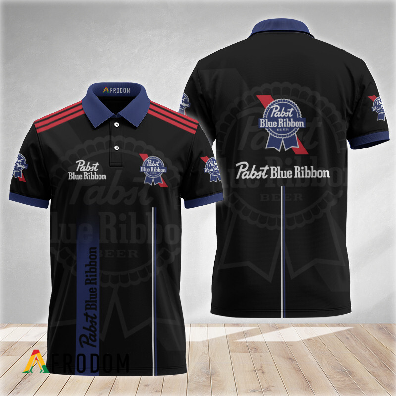 Black Esports Inspired Pabst Blue Ribbon Polo Shirt HU