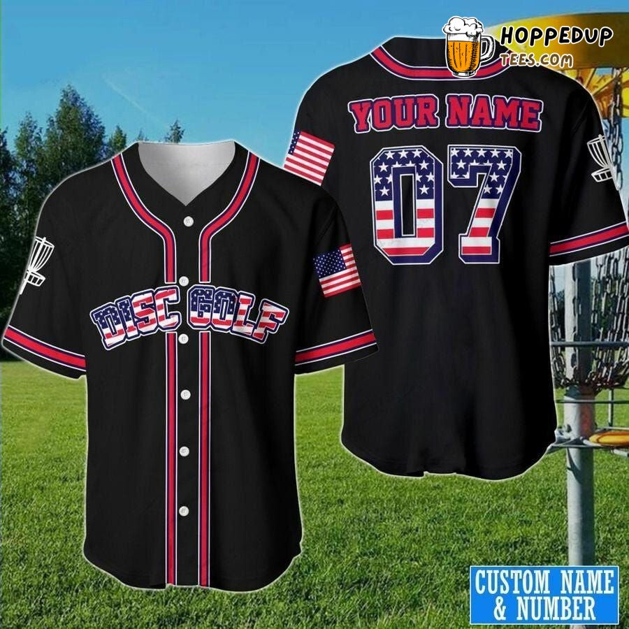 Black Flag Disc Golf Baseball Jersey Personalized Unique Numbered Design