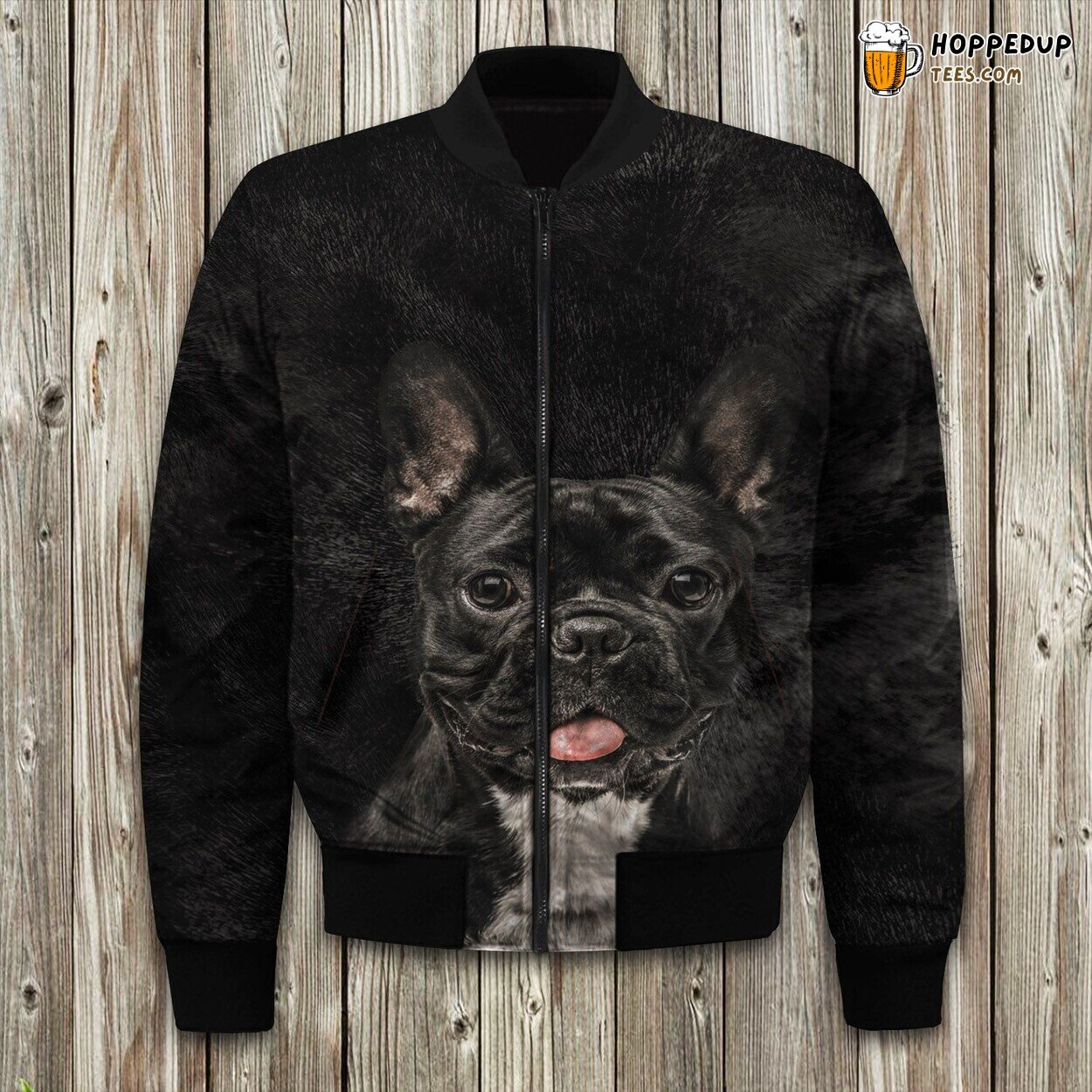 Black French Bulldog Bomber Jacket
