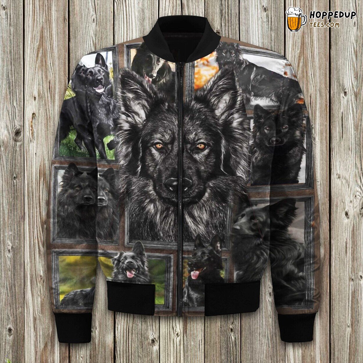 Black German Shepherd Bomber Jacket