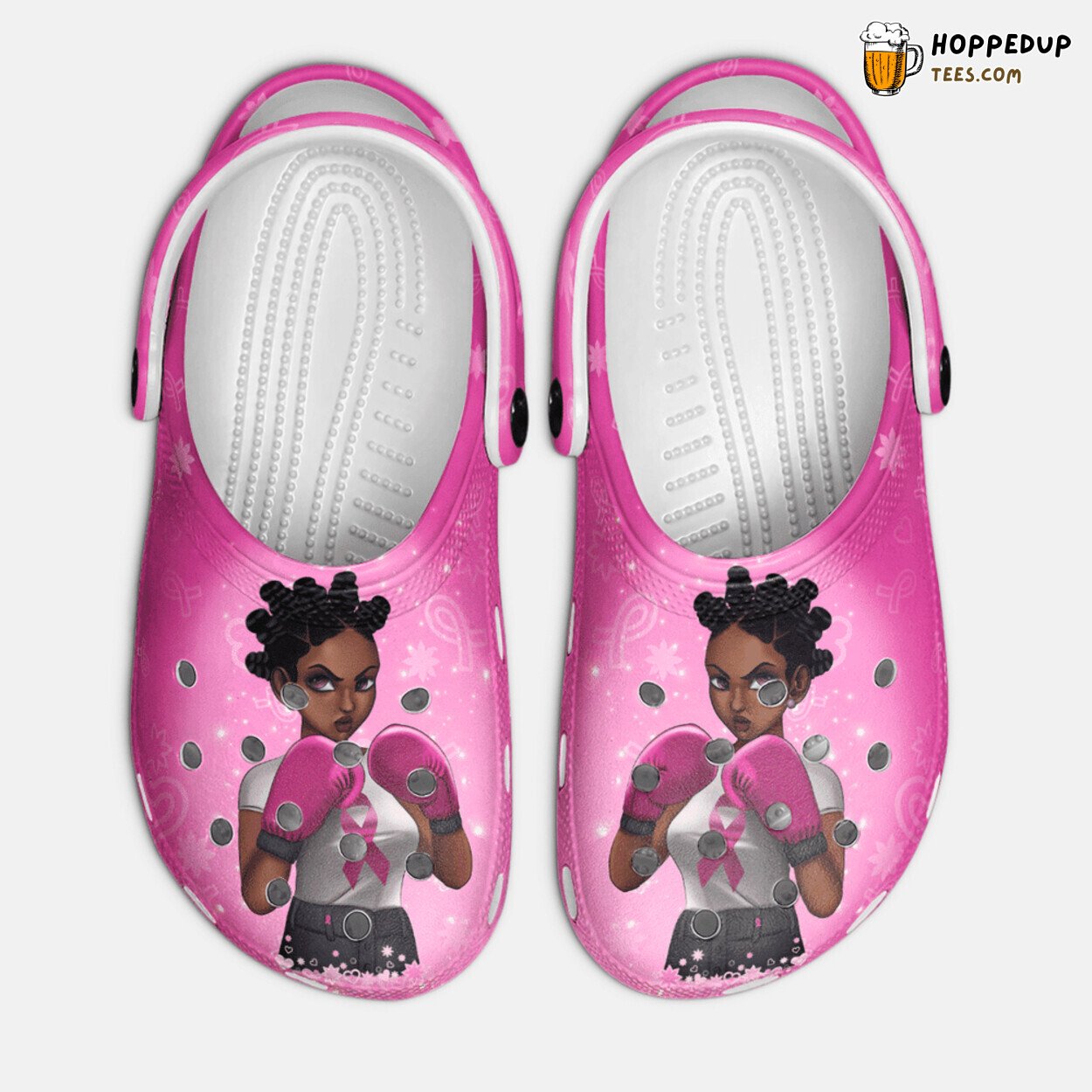 Black Girl Breast Cancer Awareness Classic Clogs Shoes