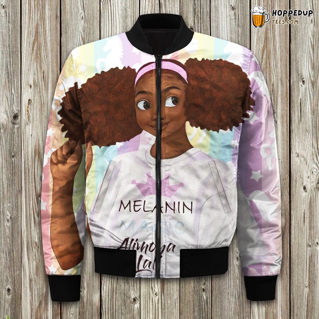 Black Girl Magic Melanin Personalized Name Bomber Jacket