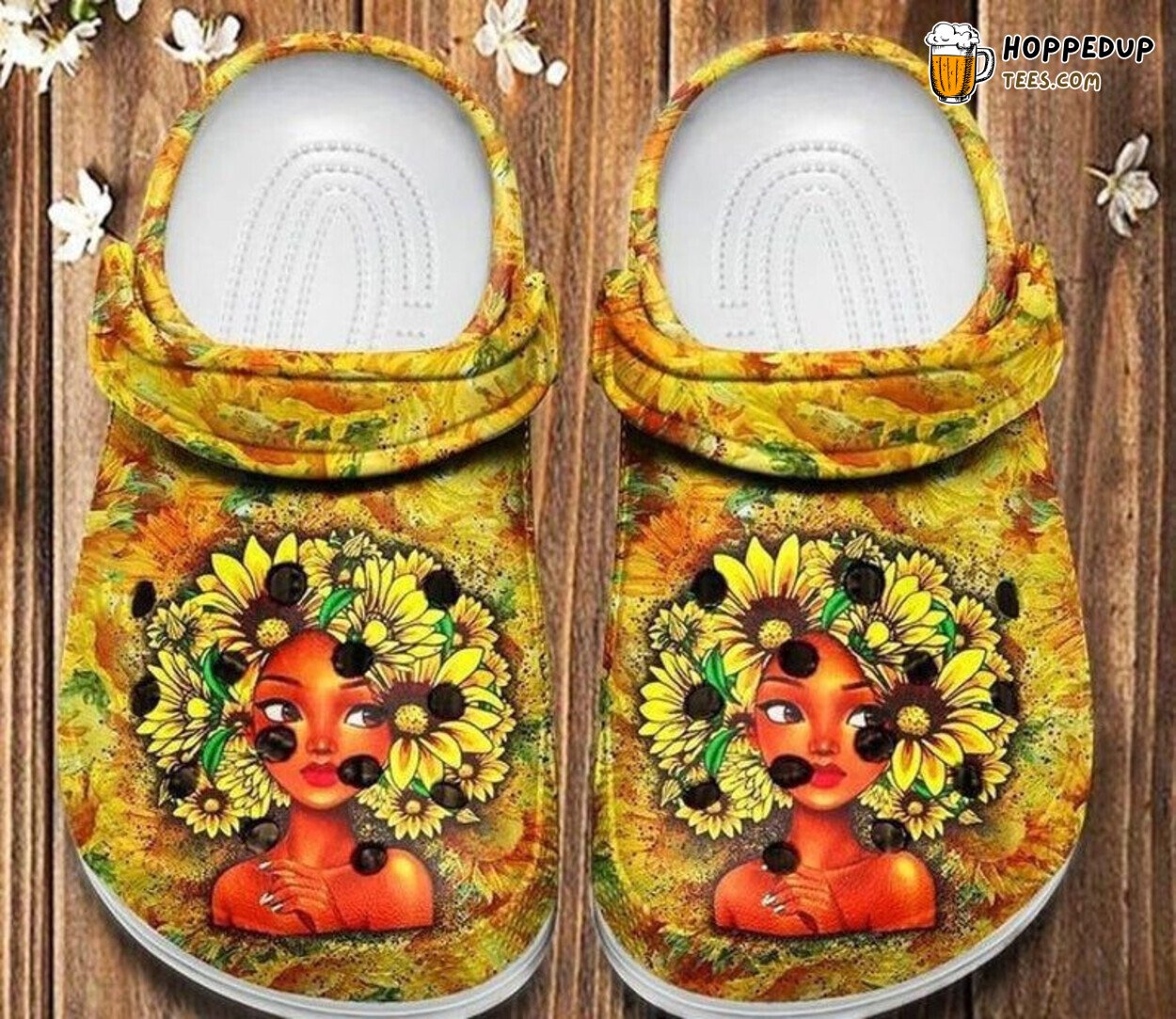 Black Girl Proud Sunflowers Themed Women Comfy Rubber Clog Shoes