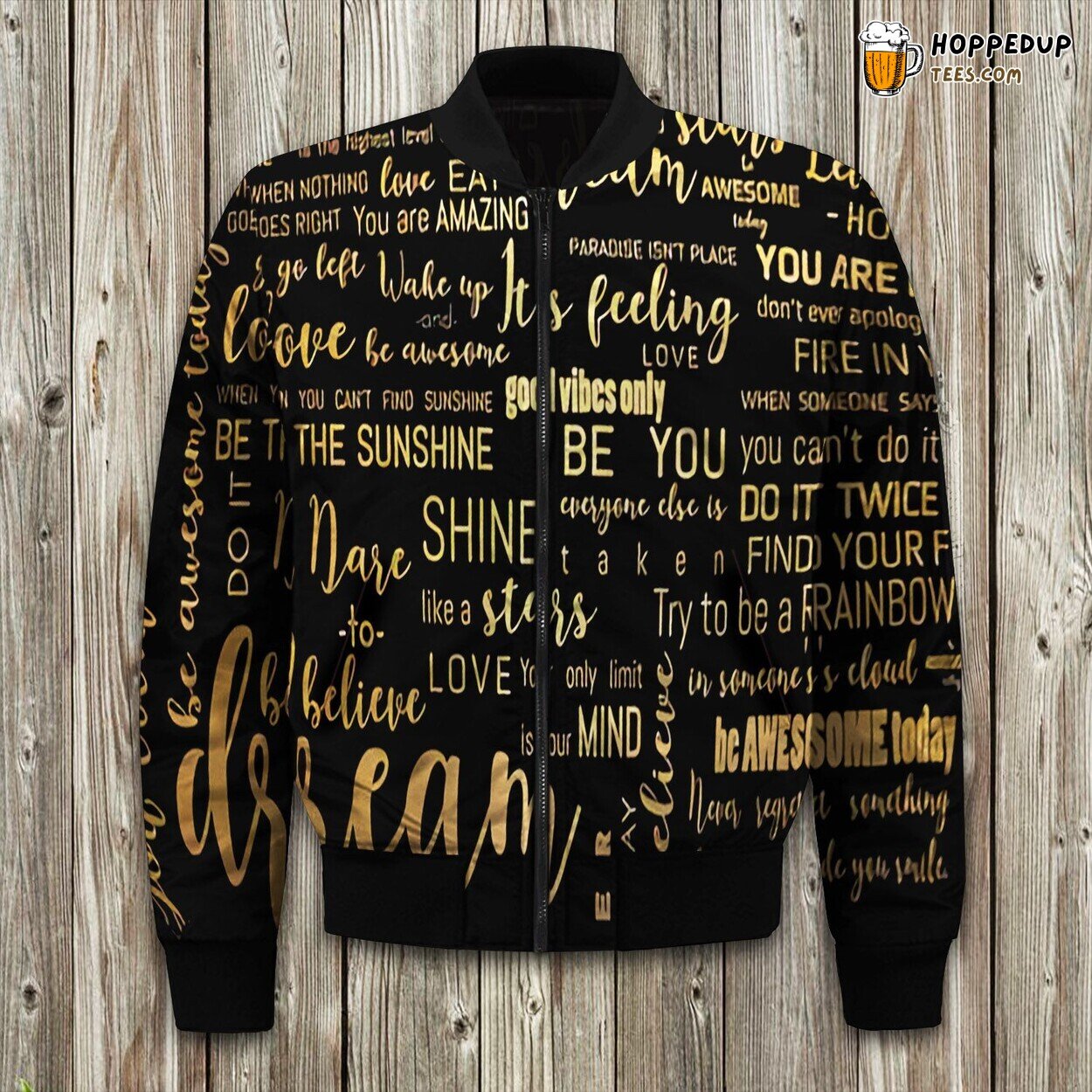 Black Gold Elegant Combo Winter Bomber Jacket Luxurious Dual Tone Style