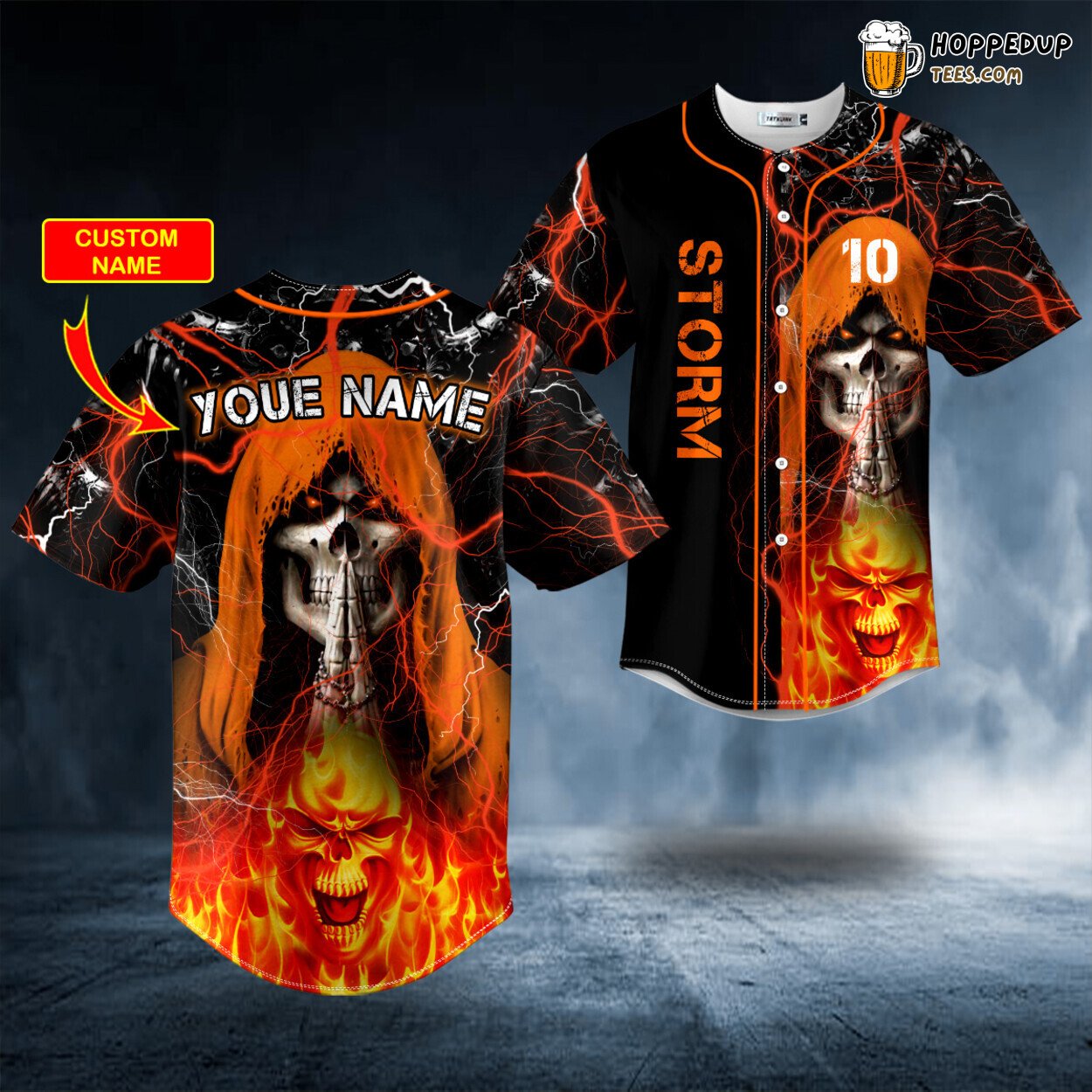 Black Grim Reaper Storm Skull Unique Tailored Baseball Jersey Design