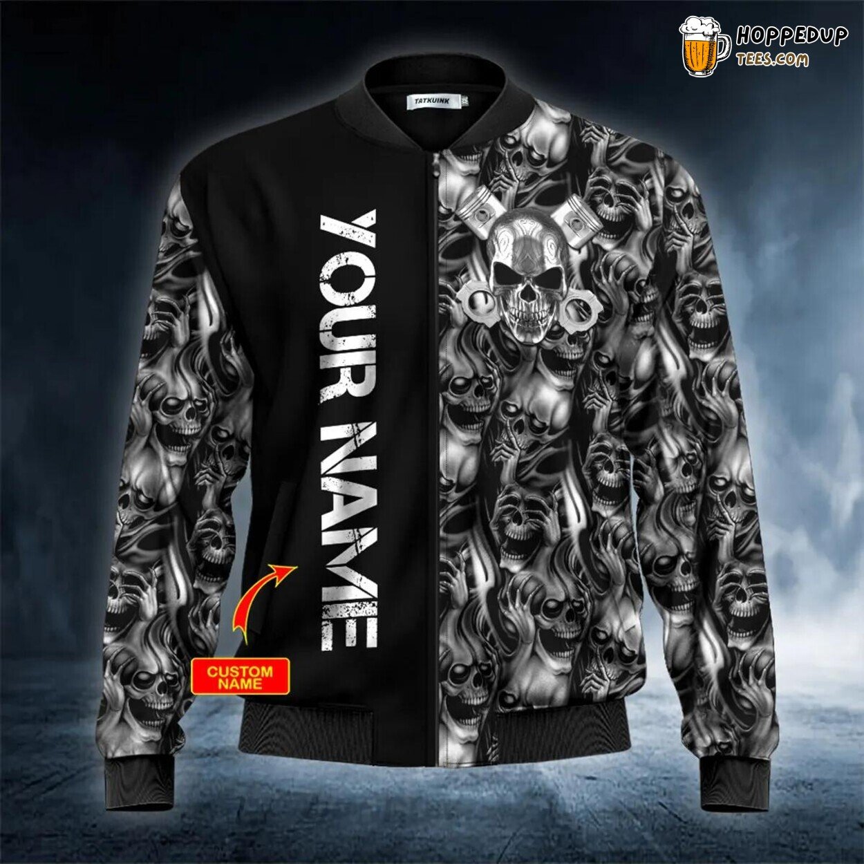 Black IDC IDK IDGAF Metal Skull Custom Bomber Jacket 3D Viking Print Tees