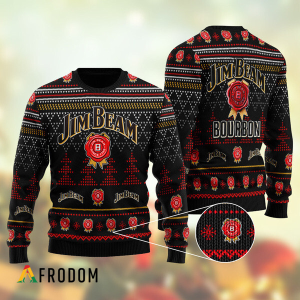 Black Jim Beam Christmas Ugly Sweater HU