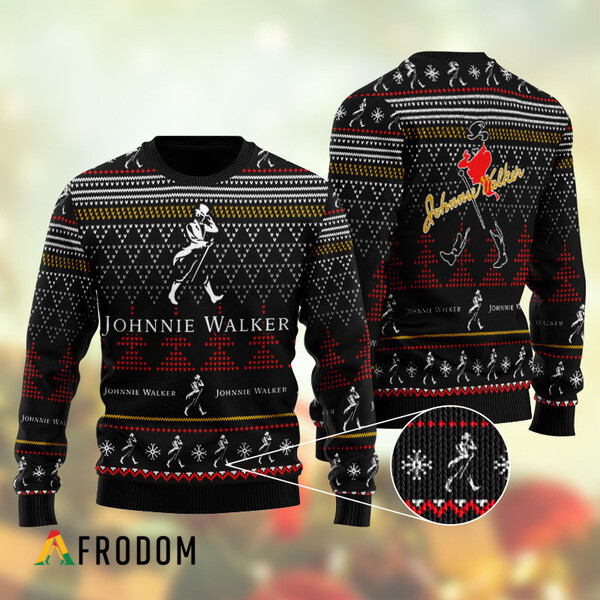 Black Johnnie Walker Christmas Ugly Sweater HU
