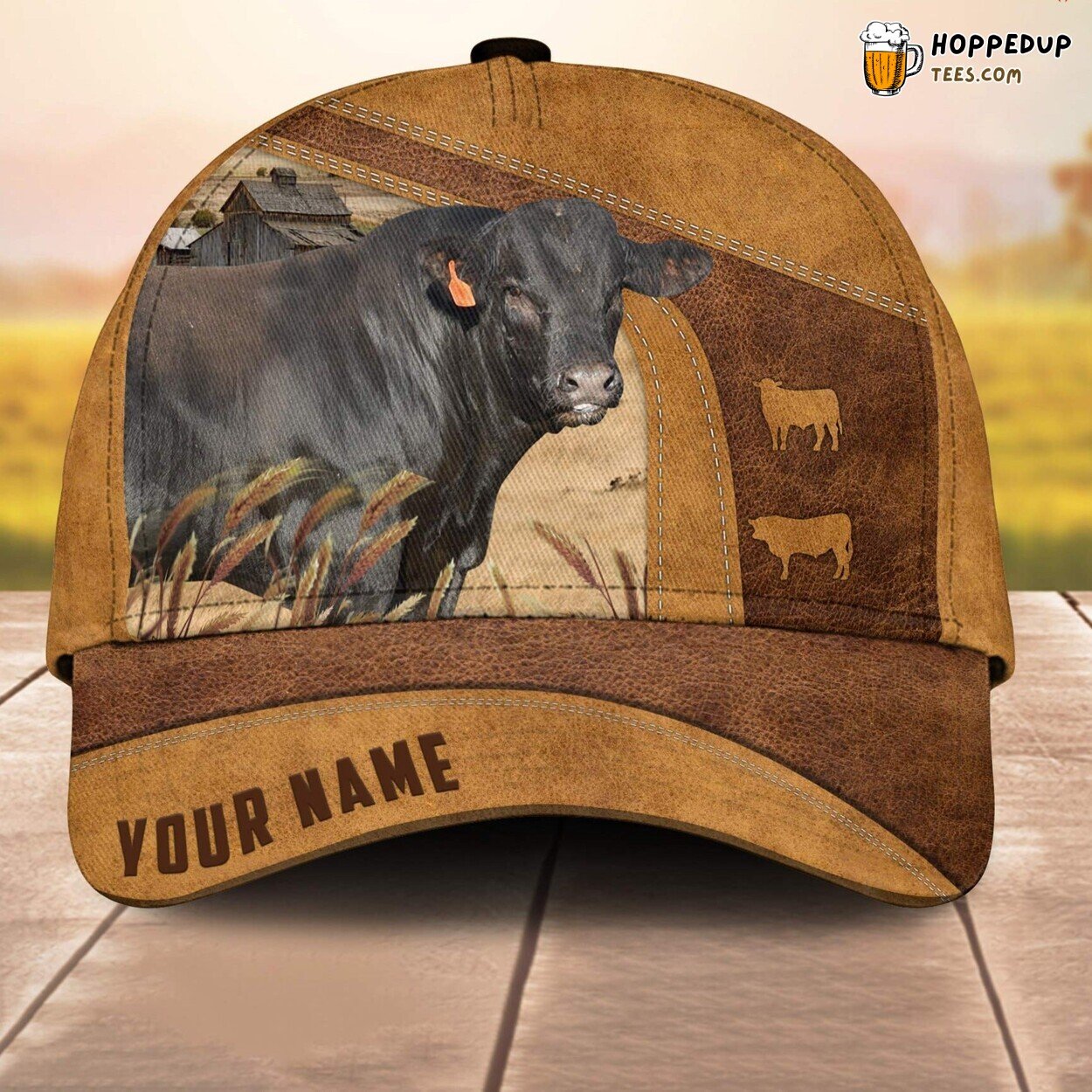 Black Limousin Custom 3D Print Cap Farm Lovers Leather Animal