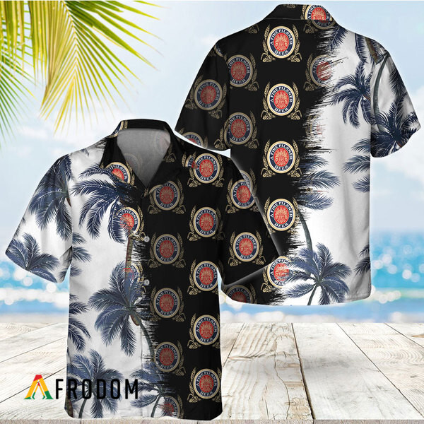 Black Miller Lite Match Palm Trees Hawaiian Shirt HU