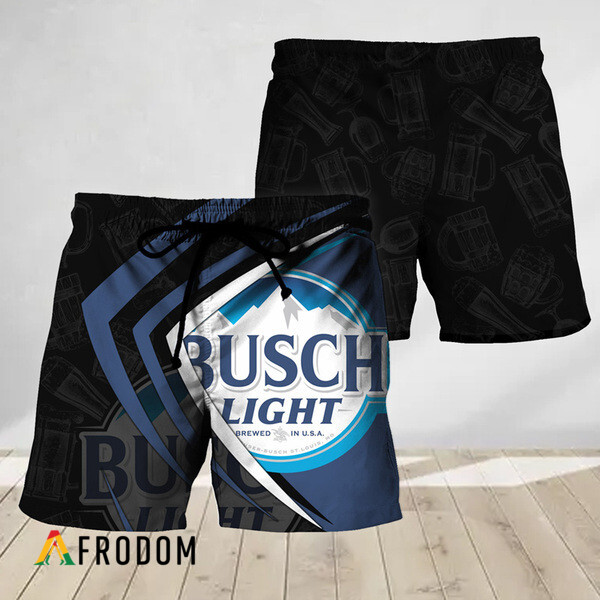 Black Mix Esport Doodle Busch Light Beer Hawaiian Shorts HU